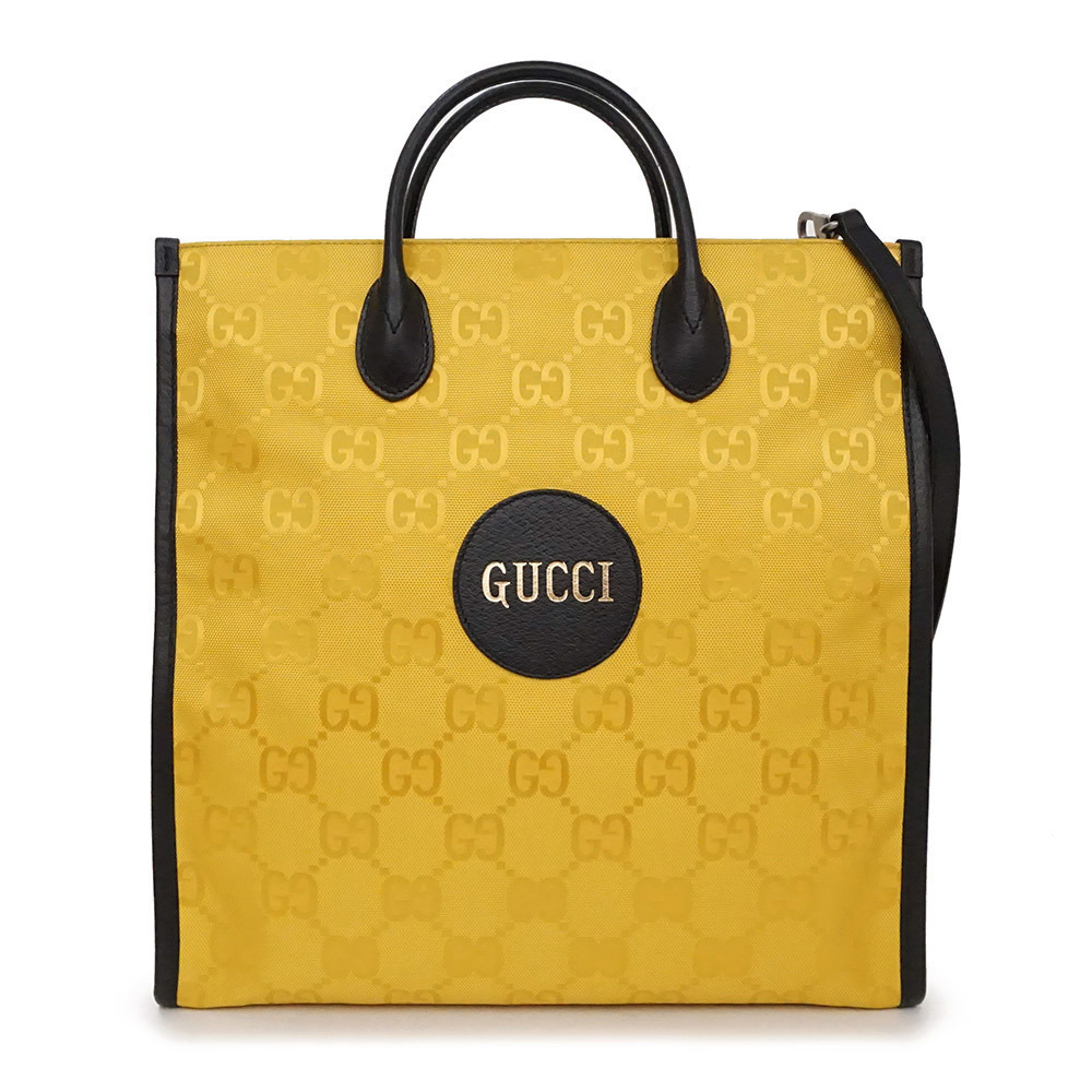 Gucci Beige the Grid Tote Shoulder Handbag GG Leather Yellow Black - Picture 1 of 10
